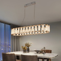 Lustre Colonne en Verre Cristal Doré Luxe et Élégant, Suspension Moderne LED Dimmable, Garantie 2 Ans pour Villa et Maison