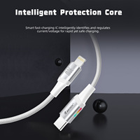 Câbles de charge et de données pour ordinateur portable et téléphone JERTECH CH-230 30W 20V 3A Type-C, tressage en nylon, alliage d'aluminium, LED, câble rapide Type C vers Lightning