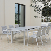 OSMEN Miaya Pop-up Extensible 150/190 Table de Salle à Manger avec Rallonge de Table en Céramique à Base de Verre pour Terrasse Extérieure
