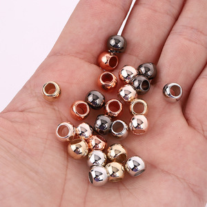 Perles rondes en plastique ABS électroplaqué à grand trou pour la fabrication de bijoux, or KC, blanc K, cuivre rouge, noir canon de fusil, 17mm - Product Image 1