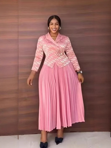 Elegante vestido Miyaki de gama alta para damas, plisado francés, cuello con muescas, decoración de volantes de dos piezas de imitación, estilo informal para primavera - Product Image 2