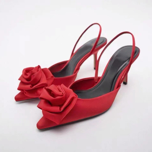 Zapatos De Tacon Para Mujer sandali alla moda fiore rosso <span class=keywords><strong>tacchi</strong></span> alla moda <span class=keywords><strong>con</strong></span> fiocco - Product Image 1