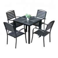 Ensemble de salle à manger d'extérieur en métal et bois, résistant aux intempéries, table et chaises pour patio, jardin et cour, mobilier de loisirs