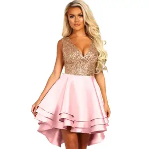 Женское сексуальное Клубное платье с розовыми золотыми блестками оптом