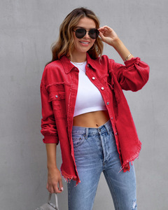 Productos en Tendencia 2025 Novedades Primavera Otoño Abrigo de Mezclilla <span class=keywords><strong>Chaqueta</strong></span> de Jean Rota a la Moda Chaquetas Vaqueras Casuales de Manga Larga para Mujer - Product Image 3