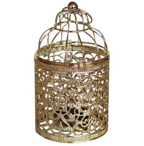 Venta caliente jaula de pájaros salvajes Pinzón oro acabado jaula de pájaros hecho a mano Metal colgante pajareras - Product Image 5