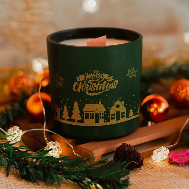 Grosir Label pribadi dekoratif Natal buatan tangan parfum baru beraroma kaca mewah lilin kedelai beraroma