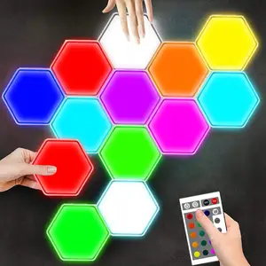 3Pcs or 6Pcs Multi-function Smart Atmosphere Light Remote Control & Touch Control Mosaic Hive Light Creative RGB LED Night Light