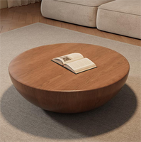 Table basse ronde de style médiéval pour salon, petite taille, modèles simples, table à thé en bois avec fonction de rangement