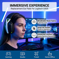Coussinets d'oreille de remplacement G435, coussinets d'oreille en maille/coussinets de bandeau compatibles avec les casques de jeu sans fil Logitech G435