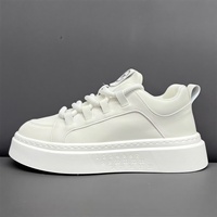 Nouvelle Collection Printemps 2026 : Baskets Blanches Décontractées pour Hommes à Lacets, Semelle Épaisse, Tige Respirante en PU Artificiel