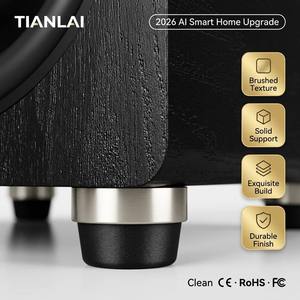 Subwoofer actif en bois TL-D10 avec pieds amortisseurs pour système home cinéma, haut-parleur audio stéréo <span class=keywords><strong>HiFi</strong></span> avec basses profondes, boîtier noir sur pied - Product Image 6