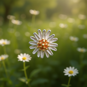 Orecchini a Perno con Fiore Lucky Brand, Placcati in Oro, in Lega di Zinco con Cristalli e Strass, Regalo Carino per Donne, Accessorio di Moda - Product Image 2