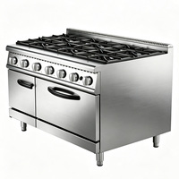 Cuisinière à gaz commerciale de haute qualité en acier inoxydable à 6 brûleurs avec four à gaz pour restaurants, cuisines de restauration