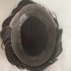 2024 New lace front around thin skin pu natural hair toupee wig for men man human hair hollywood