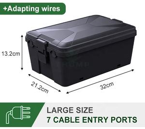Boîte de jonction électrique extérieure de grande taille IP54 étanche en PP noir, cache-câble d'extension, protection contre les intempéries, protection des prises - Product Image 3