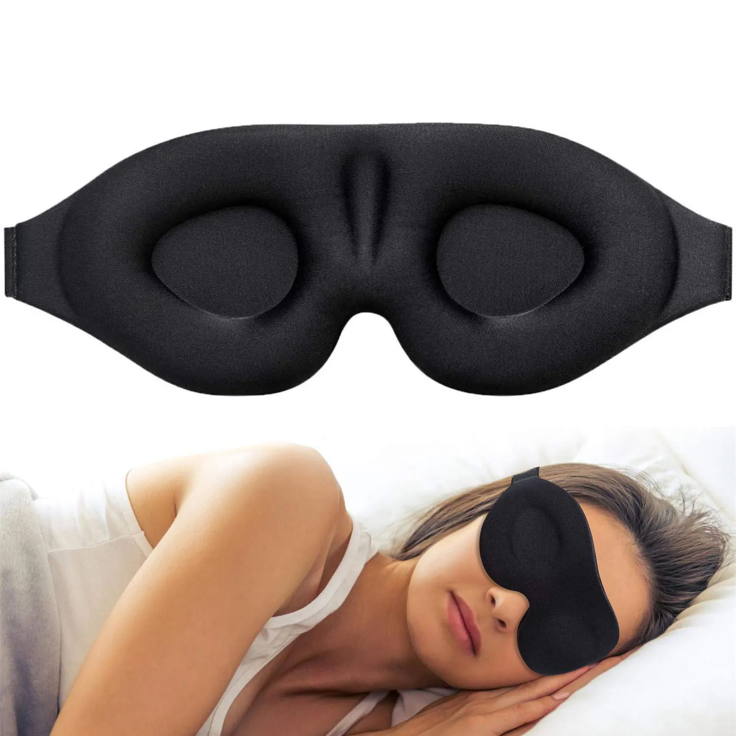 หน้ากากปิดตาสำหรับนอนพร้อมสายรัดที่สามารถปรับขนาดได้3D