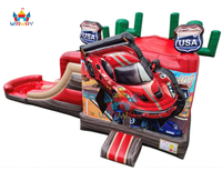 Château gonflable à thème automobile américain avec toboggan - Château gonflable à thème automobile pour enfants pour les fêtes en plein air