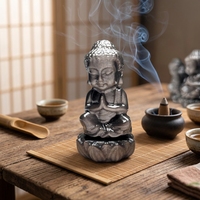 Patung Buddha Bayi Berukir Obsidian Berkilau Perak Kristal Berkualitas Tinggi 2 Inci, Batu Penyembuhan Religius, Jimat, Grosir