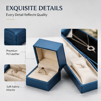 Coffret de luxe personnalisé carré en cuir PU ensemble de bijoux Logo en aluminium personnalisé pour Bracelet bague boucle d'oreille grand collier emballage