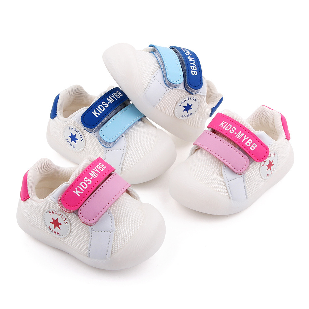 New design Baby Casual Sports White Shoes Breathable Mesh Rubber Sole Kids Shoes
