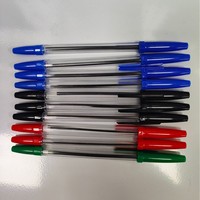 Stylo à bille transparent en plastique avec logo personnalisé de haute qualité rouge bleu noir stylo à bille scolaire stylo à bille transparent baril