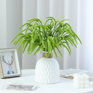 Pianta Artificiale a 3 Steli con Perle e Amaranthus <span class=keywords><strong>Cruentus</strong></span> Verde per Decorazioni Floreali Matrimoniali e Paesaggistica - Product Image 3