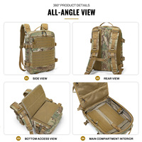 Sac à dos tactique MOLLE en nylon 1000D, sac à dos multifonctionnel compatible avec la gilette porte-plaques pour la chasse, la randonnée et les activités de plein air