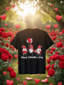 T-Shirt con Gnomo per San Valentino, Cotone, Collo Tondo, Maniche Corte, Unisex, Abbigliamento Promozionale con Design Stampato Digitalmente - Product Image 2
