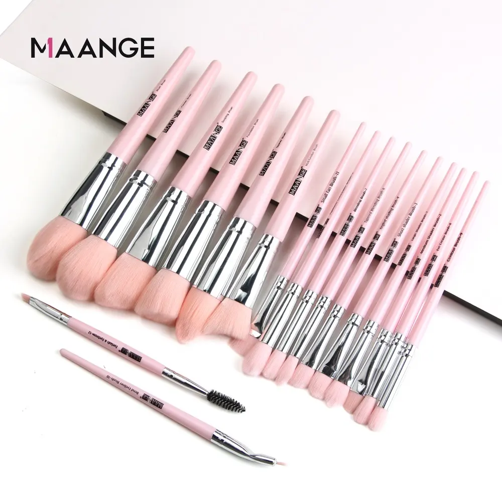 Maange - Conjunto de pincéis de maquiagem rosa premium para cabelo, 18 unidades, cosméticos de grande venda