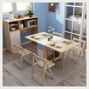 Mesa de jantar doméstica pequena e cadeiras nórdicas estilo branco retangular sala de jantar