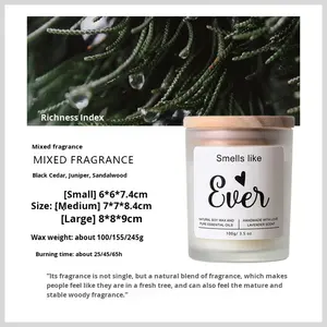 Vela Aromática en Vaso de Vidrio Esmerilado Cilíndrico, Hecha a Mano con Cera de Soja, Sin Humo, Tapa de Madera de Alta Gama, Aroma a Vainilla, <span class=keywords><strong>Cacao</strong></span> y Lavanda - Product Image 6