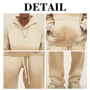 Ensemble sweat-shirt et pantalon de survêtement unisexe KIingSen OEM, délavé à l'acide, polaire doux, respirant, hiver, streetwear, polyester/coton, 400g - Product Image 6
