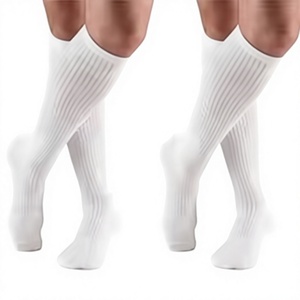 Calcetines de compresión hasta la rodilla para mujer, blancos, acanalados, deportivos, largos hasta la pantorrilla, transpirables, precio al por mayor - Product Image 1