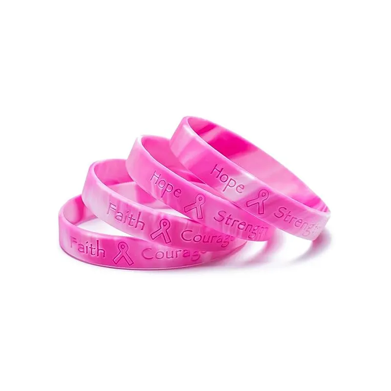 Brustkrebs Awareness Armbänder Pink Ribbon Camo Silikon