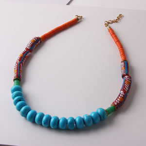 新着天然樹脂真鍮ディスクカラフルなビーズネックレス女性カスタムロングチョーカーブライダルネックレス - Product Image 4