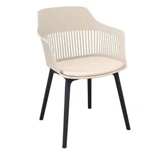 2024 new design plastic furniture dining chair with a soft cushion hollow back garden chairs for restaurants and coffee