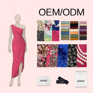 Abito da donna <span class=keywords><strong>bordeaux</strong></span> profondo scollo a V manica corta svasata con perline e arricciato a spacco alto Maxi abito da sera formale - Product Image 5