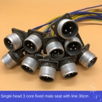 Connecteur de prise d'alimentation mâle P20 à 3 broches, câble d'alimentation 1,5 m P20K3Q avec bornes, diamètre de découpe 20 mm