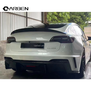 Vorsteiner-Style Carbon Fiber Body Kit with Front Lip, Rear <strong>Diffuser</strong>, Side Skirts &amp; Rear Spoiler - Fits Tesla <strong>Model</strong> <strong>3</strong> (2017-2023 - Product Image 4