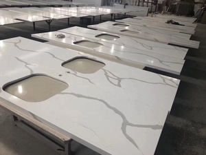 Boton đá nhà máy Đá Nhân Tạo đánh bóng tuyệt đối thạch anh trắng gạch calacatta ý Trắng Quart tấm - Product Image 4