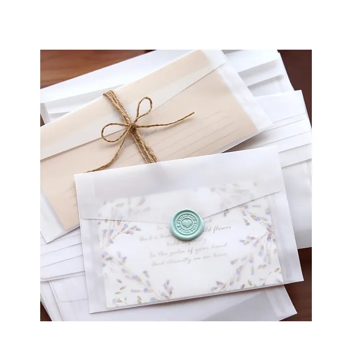 Wholesale Classic Translucent Sulfate Envelopes Customize Luxury Wedding Envelope With Logo