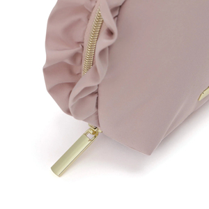 Customized logo Luxury Designer Soft Frill Round pink Pouch Travel Skincare Beauty <b>case</b> Waterproof Nylon <b>Makeup</b> Bag - Product Image 6