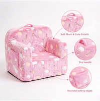 Canapé en peluche pour enfants, fauteuil pliable et rotatif avec poches latérales et poignée de transport, dossier en forme de coquille pour la maison