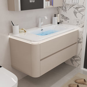 Lumière LED pour meuble <span class=keywords><strong>de</strong></span> <span class=keywords><strong>salle</strong></span> <span class=keywords><strong>de</strong></span> <span class=keywords><strong>bain</strong></span>, lavabo, meuble en MDF <span class=keywords><strong>de</strong></span> style <span class=keywords><strong>bois</strong></span> pour salon, hôtel, comprend un miroir <span class=keywords><strong>de</strong></span> meuble-lavabo - Product Image 2