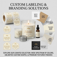 Étiquettes personnalisées pour pots de bougies, rouleaux d'étiquettes autocollantes imperméables, logo privé en feuille d'or de luxe, étiquettes en rouleau pour l'emballage des bougies parfumées