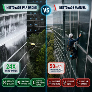 Drone de nettoyage de vitres de tours de bureaux à grande hauteur avec pulvérisation extérieure précise pour l'entretien des propriétés commerciales - Product Image 2