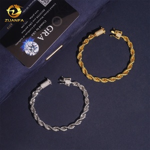 Bán Buôn 4Mm 6Mm Hip Hop Đồ Trang Sức Vòng Cổ Iced out Kim Cương VVS Moissanite Clasp Thép Không Gỉ Rope Chuỗi Vòng Đeo Tay - Product Image 6