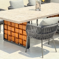 Ensemble de table et chaises de salle à manger en aluminium et ardoise, résistant à l'eau, pour l'extérieur, idéal pour hôtels, restaurants, revente et villas