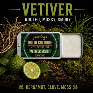 OEM Portable Design Long Lasting Fragrance Non <b>Sticky</b> No Residue Stain Refreshing Smoky Earthy Breath Vetiver Man Solid Cologne - Product Image 1